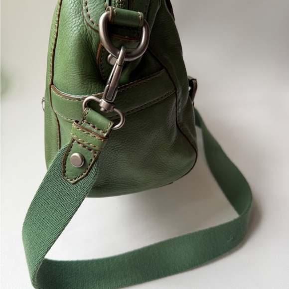 Fossil Maddox Green Leather Satchel Bag Rare - Picture 9 of 16